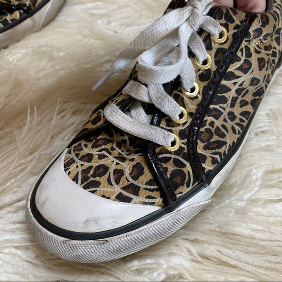 COACH tan / brown leopard Barrett sneakers 7 - Picture 11 of 14